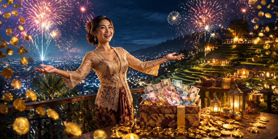 Suasana festival casino malam dengan promosi bonus berlimpah di platform online