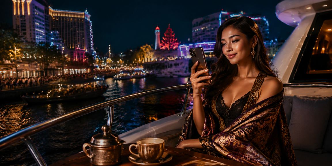 Pengguna mengakses casino mobile sosrotogel sambil menikmati kopi di kafe