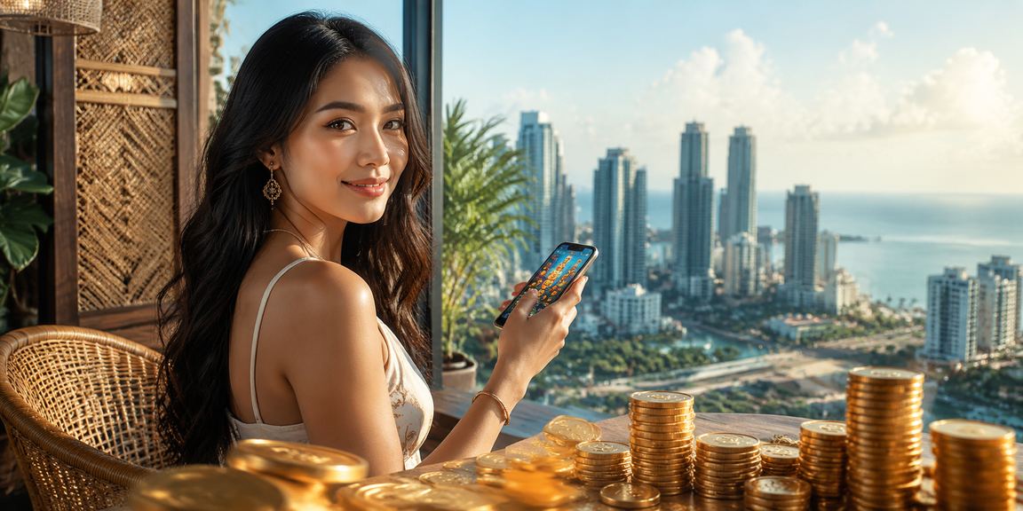 Pengguna sosrotogel menjelajahi permainan baru di kafe sambil menikmati kopi sore hari